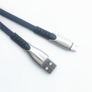 KPS-1001CB Micro Προσαρμοσμένο φορητό 1m 2A κράμα ψευδαργύρου Υφασμάτινο ύφασμα micro USB καλώδιο