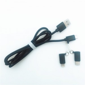 KPS-1002CB 3 σε 1 Υψηλής ποιότητας 1M 2α OD3.5MM πλεγμένο καλώδιο USB φορτισμένο με νάιλον